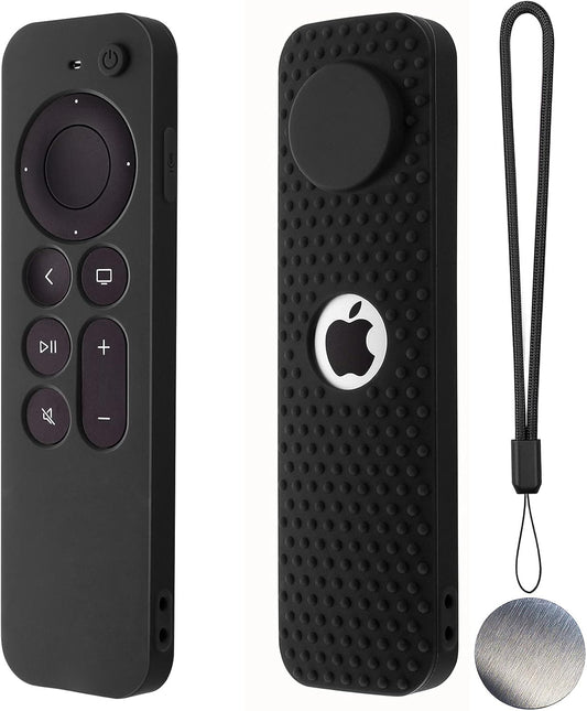 Silicone Remote Case for Apple TV 4K 2Nd Gen 2021 Siri Remote Anti-Slip Durable Silicone Cover Magnetic Protective Sleeve Shockproof Remote Case(Black)